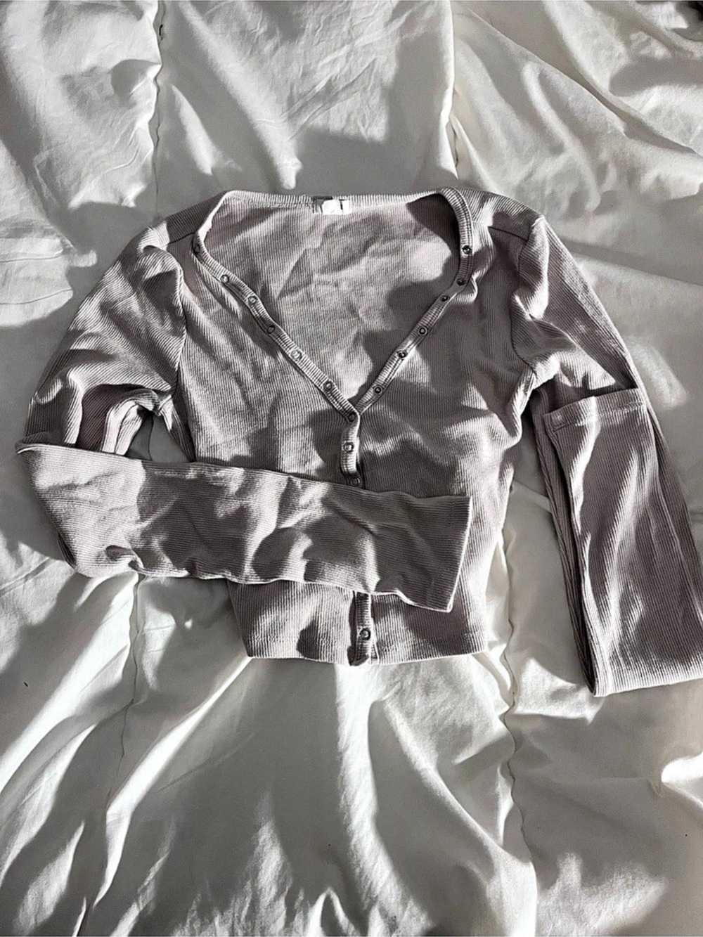 GARAGE nude button up cropped long sleeve. Never worn. Size XS
